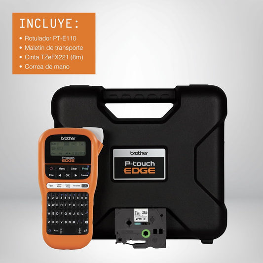 Brother Rotulador impresora de mano Industrial Portátil PT-E110 | Ideal para Electricistas e Instaladores | Imprime Etiquetas de 6 a 12 mm | Teclas Rápidas para Cables y Placas | Velocidad de impresión 20 mm/seg