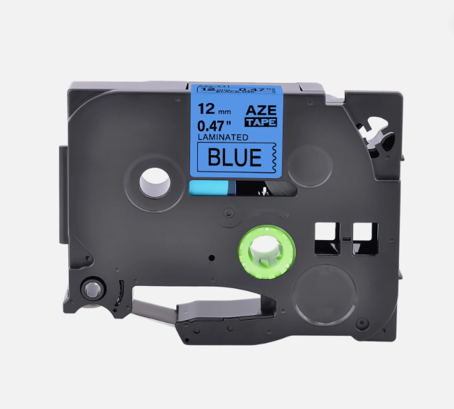 1PZS Cinta AZE-531 AZUL TZ TZe compatible con Brother P Touch Label Maker Tape AZE-531 12mm 0.47'' Cinta de etiquetas laminada negra sobre AZUL para PT D200 D210 D220 D400 PTH110