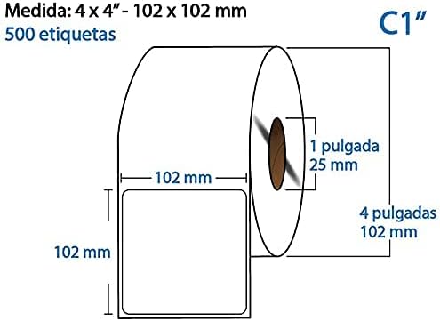 Etiqueta TD blanca Core 1.5 500PZS X ROLLO	C1 102X102 (4X4) pulgadas