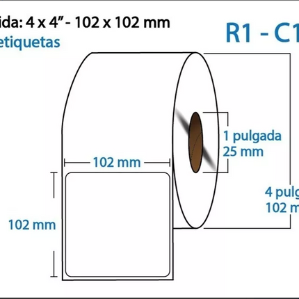 Etiqueta TTR NARANJA Core1 500PZS X ROLLOC1 102X102 (4X4) pulgadas