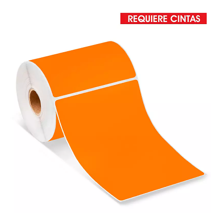 Etiqueta TTR NARANJA Core1 500PZS X ROLLOC1 102X102 (4X4) pulgadas
