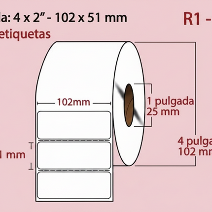 Etiqueta Transferencia Térmica, 102X51, 1000 piezas x rollo C1