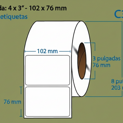 Etiqueta TTR blanca core3 2000PZS X ROLLO 102X76
