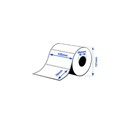 Etiqueta BOPP plastificada blanca core1 500PZS X ROLLO C1 102X76