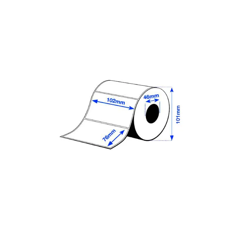 Etiqueta BOPP plastificada blanca core1 500PZS X ROLLO C1 102X76