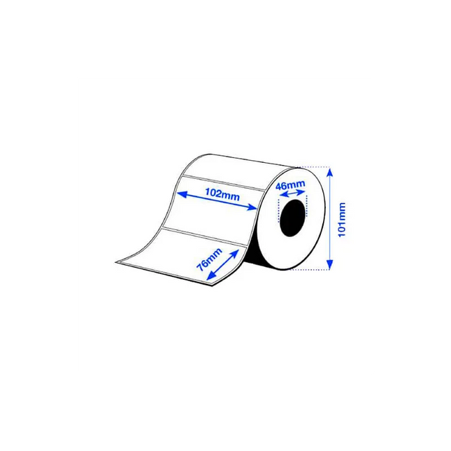 Etiqueta BOPP plastificada blanca core1 500PZS X ROLLO C1 102X76