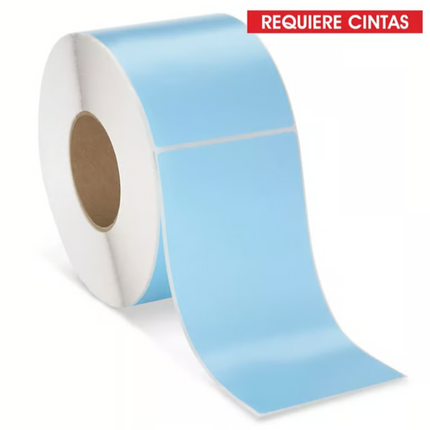 Etiquetas Industriales azul de Transferencia Térmica - 4X12", Requieren Cintas, 102X302 mm Centro 3 plg con pleca rollo 500pzs