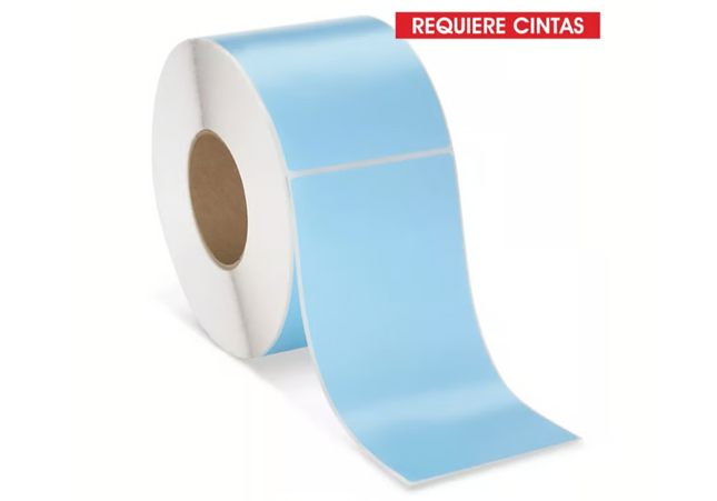 Etiquetas Industriales azul de Transferencia Térmica - 4X12", Requieren Cintas, 102X302 mm Centro 3 plg con pleca rollo 500pzs