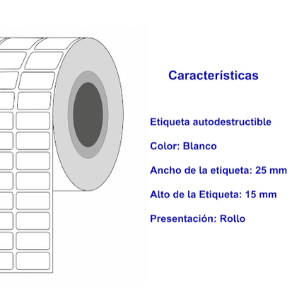 Etiqueta TTR blanca 3 al paso core1 9000 X ROLLO C1 25X15