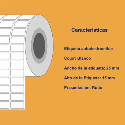 Etiqueta TTR blanca 3 al paso core1 9000 X ROLLO C1 25X15
