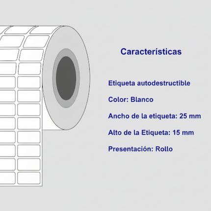 Etiqueta TTR blanca 3 al paso core1 9000 X ROLLO C1 25X15