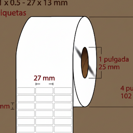 Etiqueta TTR blanca 3 al paso CORE1 12,000PZS X ROLLO C1 27X13