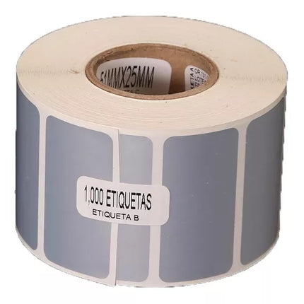 Etiqueta TTR metalizada core1 plata 1000 X ROLLO 1PASO 51X25