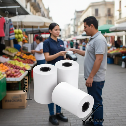 rollo térmico 57x40 Caja 100pzs rollos térmico 100 Rollo Papel Térmico Miniprinter Impresora 58mm Color Blanco