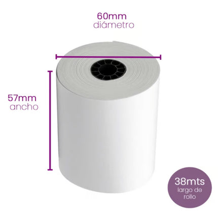 rollo termico caja 100pzs Rollo Termico 57X60- 38 Mts