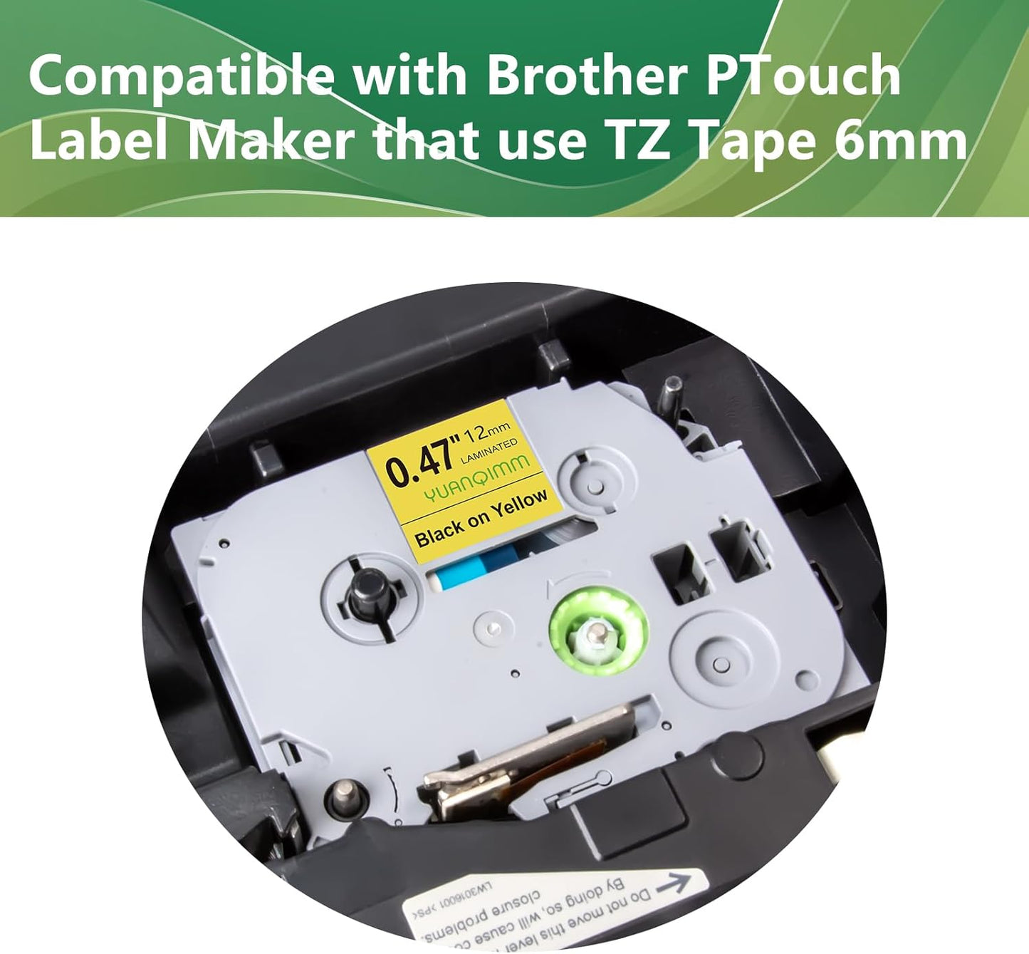 1PZS Cinta TZe-631 Amarilla TZ TZe compatible con Brother P Touch Label Maker Tape TZe631 TZ631 12mm 0.47'' Cinta de etiquetas laminada negra sobre amarilla para PT D200 D210 D220 D400 PTH110