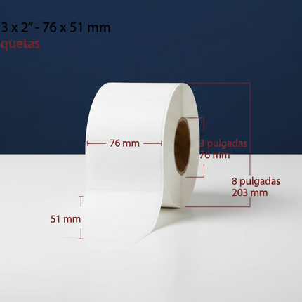 Etiqueta TTR blanca core3 3000PZS X ROLLO C3 76X51(3X2) pulgadas