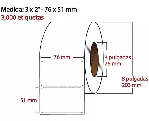 Etiqueta TTR blanca core3 3000PZS X ROLLO C3 76X51(3X2) pulgadas