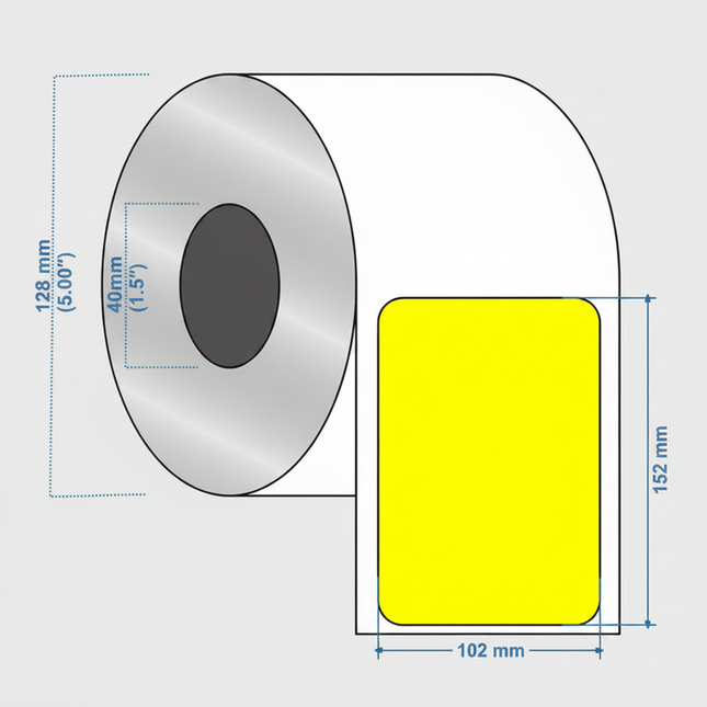 Etiqueta amarilla Transferencia Térmica,  102X152 (4X6) pulgadas,  1000 piezas x rollo C3