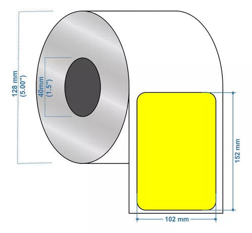 ETIQUETA TRANSFERENCIA TERMICA IMPRESA DE MANGO 102X152 CORE 3PLG 500 PZS X ROLLO