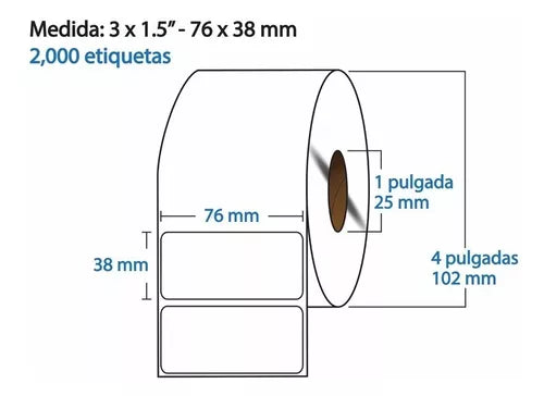 Etiqueta TTR transparente core1 1PASO 2000 X ROLLO	C1 76X38
