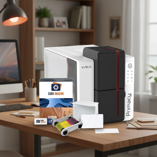 EVOLIS Impresora 2 CARAS de Tarjetas Evolis Primacy 2 - 280pph - Térmica - Ethernet - USB - Dúplex incluye: Una impresora de tarjetas 500 tarjetas de PVC blancas vírgenes Una cinta de color para 300 impresiones Un software de creación de tarjetas