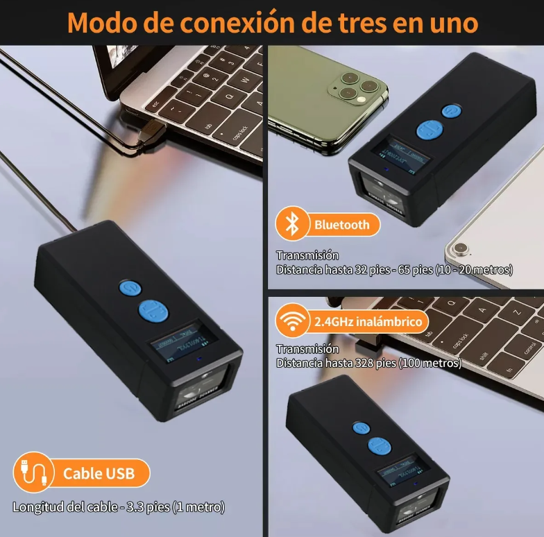 BX20BT Mini Lector de bolsillo escáner De Códigos De Barras Qr 1D,2D Inalámbrico Bt 2.4g