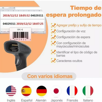 Lector De Código De Barras Bluetooth 2d Con Base Recargable EASYTIME