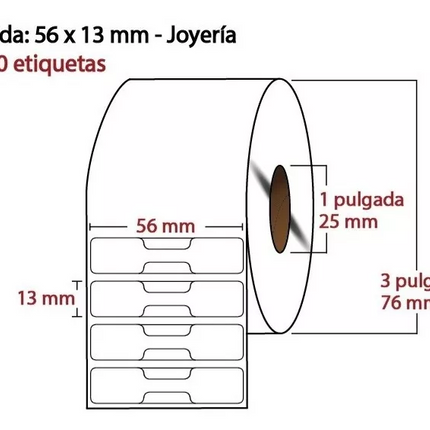 Etiqueta Joyería 56x13 Mm Térmico Directo Plastificado C/ 2000 Pz C1 NO REQUIERE TINTA