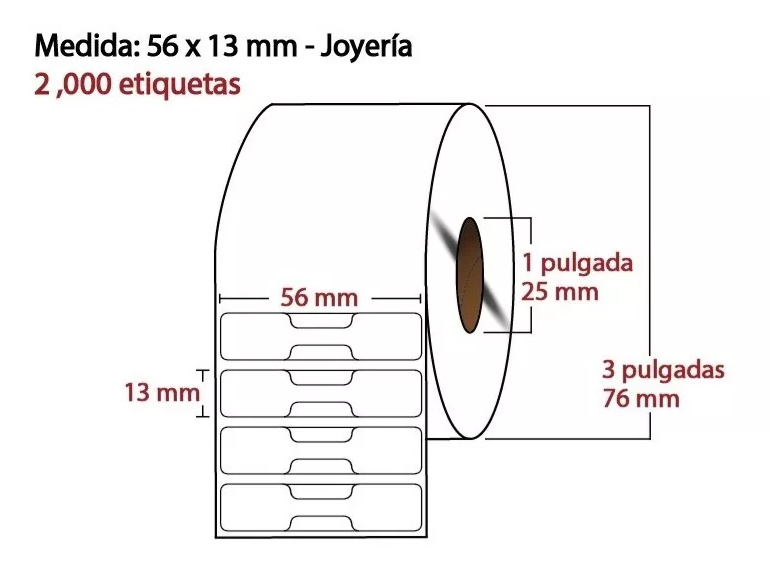 Etiqueta Joyería 56x13 Mm Térmico Directo Plastificado C/ 2000 Pz C1 NO REQUIERE TINTA