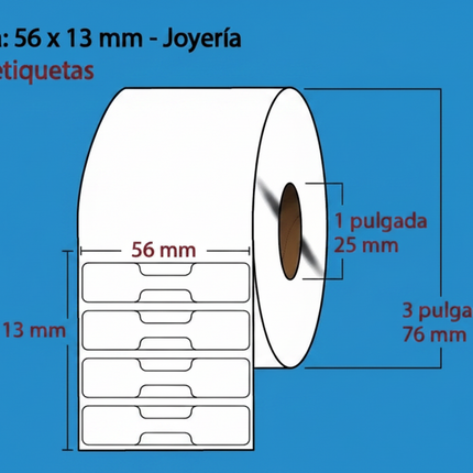 Etiqueta Joyería 56x13 Mm Térmico Directo Plastificado C/ 2000 Pz C1 NO REQUIERE TINTA