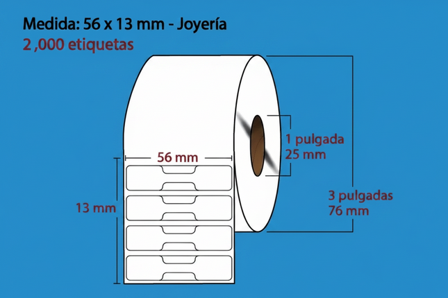 Etiqueta Joyería 56x13 Mm Térmico Directo Plastificado C/ 2000 Pz C1 NO REQUIERE TINTA