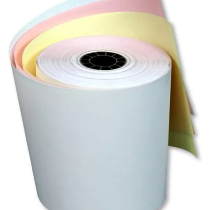 caja 50pzs rollo térmico Rollos de Papel Autocopia Blanco/Rosa/Amarillo de 76X70
