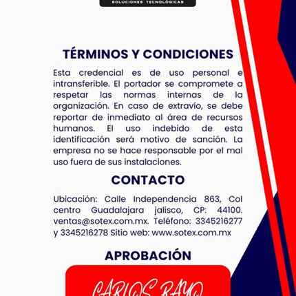 CAJA 50 PZS Credencial De PVC Impresa ambos lados sin diseño