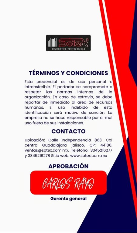 CAJA 50 PZS Credencial De PVC Impresa ambos lados sin diseño