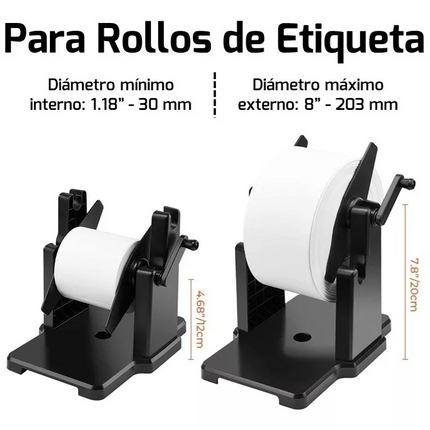 Soporte Externo para Rollos de Etiquetas Con Centro de 1 y 3 Pulgadas, Compatible con todas las impresoras de escritorio