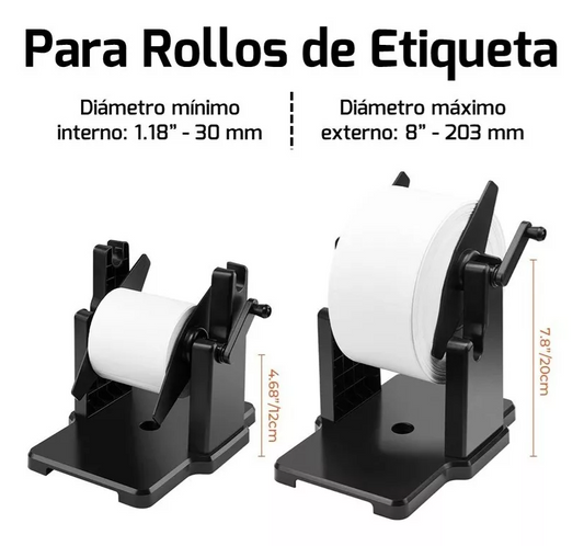 Soporte Externo para Rollos de Etiquetas Con Centro de 1 y 3 Pulgadas, Compatible con todas las impresoras de escritorio