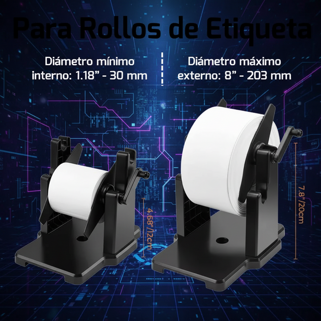 Soporte Externo para Rollos de Etiquetas Con Centro de 1 y 3 Pulgadas, Compatible con todas las impresoras de escritorio